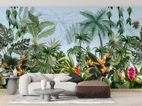 Daytime Colorful Tropical Jungle Design Wallpaper Murals - Giffywalls