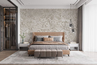Vintage Beige Color Floral Pattern Wallpaper - Giffywalls