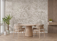 Vintage Beige Color Floral Pattern Wallpaper - Giffywalls