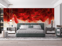 Watercolor Hanging Red Spilled & Brushed Wallpaper Mural - Giffywalls