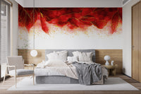 Watercolor Hanging Red Spilled & Brushed Wallpaper Mural - Giffywalls