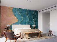 Abstract Wave with Gold Line Wallpaper - Giffywalls