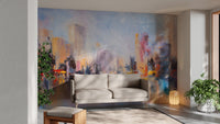 City Skyline Oil Paint Wallpaper - Giffywalls