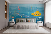 Watercolor Underwater Sea Life wallpaper mural
