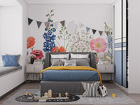 Watercolor Wild Flowers Wallpaper Mural - Giffywalls