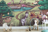 Jungle Animals Kids Room Wallpaper - Giffywalls