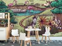 Jungle Animals wallpaper mural for kids room
