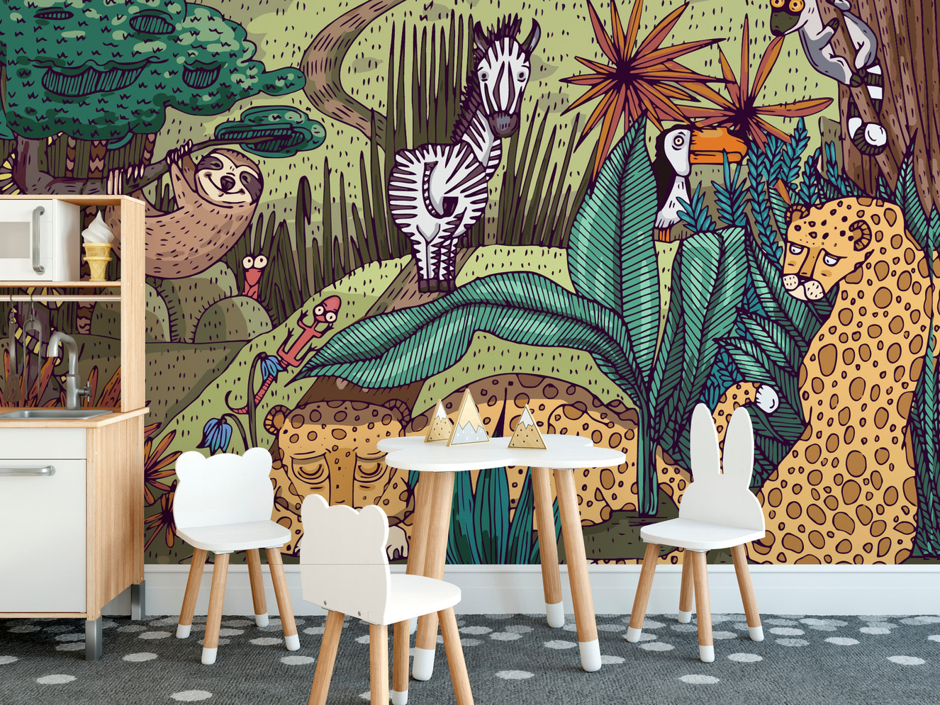 Jungle Animals wallpaper for kids room decor