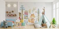 Cute woodland animals illustration for winter wall decor.