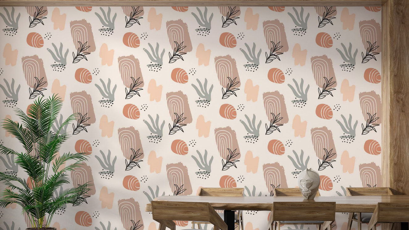 Abstract nature shapes in a trendy earthy watercolor wallpaper.