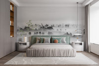 Black and white Clouds over Forest Wallpaper Mural - Giffywalls