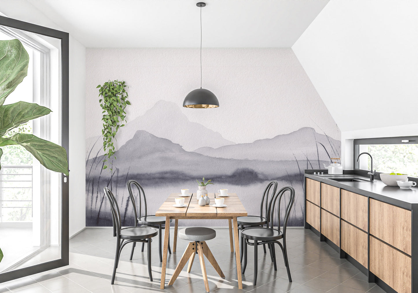 Watercolor Mountain Painting Wallpaper - Giffywalls