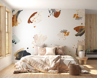 Navy Blue Abstract Shape Wallpaper Mural - Giffywalls