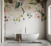Botanical pink floral design wallpaper