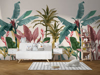 Elegant banana leaves wallpaper for accent walls.