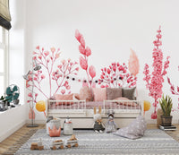 Watercolor wallpaper showcasing delicate dried floral stems.