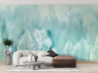 watercolor forest mural art