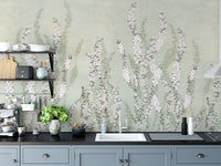 Serene hanging flowers wallpaper design