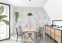 White Colour Flower Branches Peel and Stick Wallpaper Murals - Giffywalls