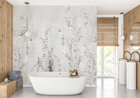 White Colour Flower Branches Peel and Stick Wallpaper Murals - Giffywalls