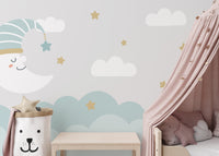 Magical sky wallpaper with moon and stars