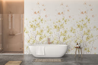 Whimsical flower mural with soft hues