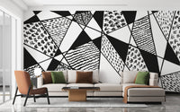 Black and white stroke line Wallpaper Mural - Giffywalls