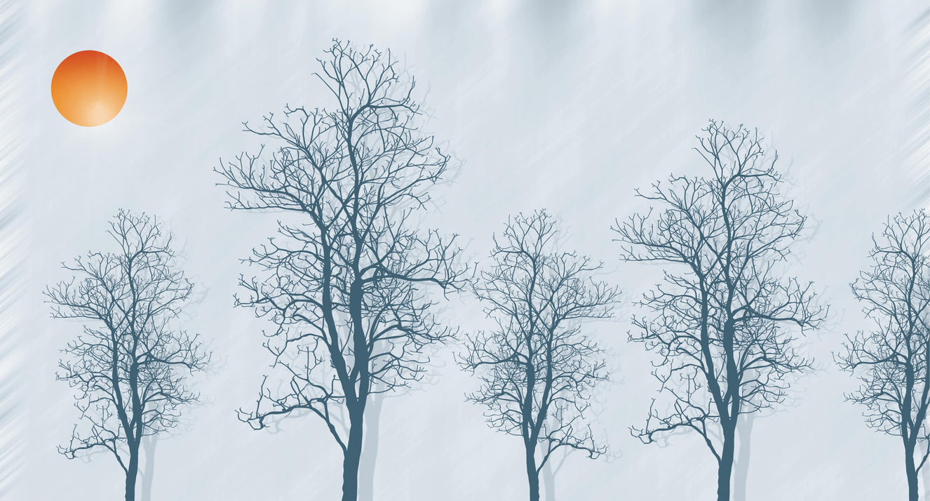 Contours Of Trees Red Sun Wallpaper Murals