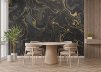 Black and Gold Marble Effect Wallpaper Wall Mural - Giffywalls