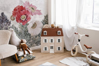 Poppies Flower Painted Grunge Wall Wallpaper - Giffywalls