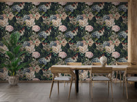 Modern Dark Flower Wallpaper Design
