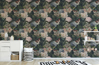 Dark Floral Watercolor Wallpaper
