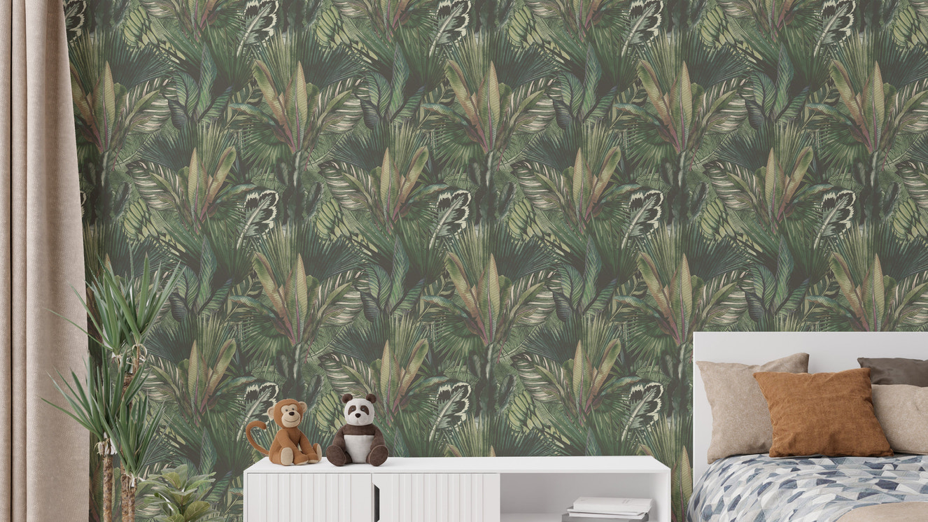 Watercolor tropical leaves wallpaper