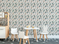 Tropical Palm Leaves White Repeat Pattern Wallpaper - Giffywalls