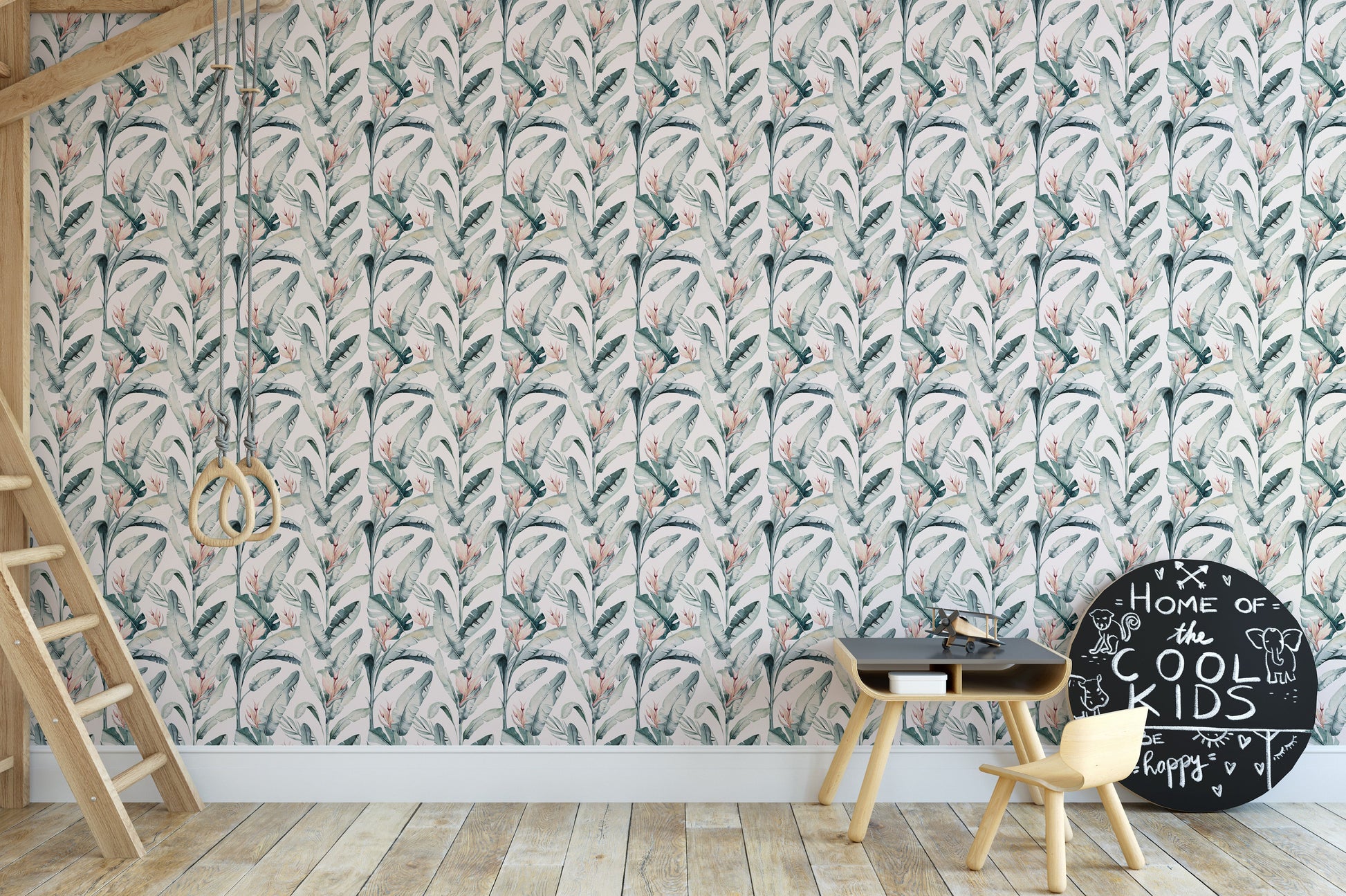 Tropical palm repeat pattern wallpaper