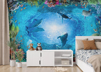 Aqua marine-themed dolphin wall decor