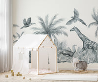 Jungle wildlife wallpaper for kids' walls