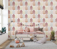 Soft boho-inspired watercolor mural
