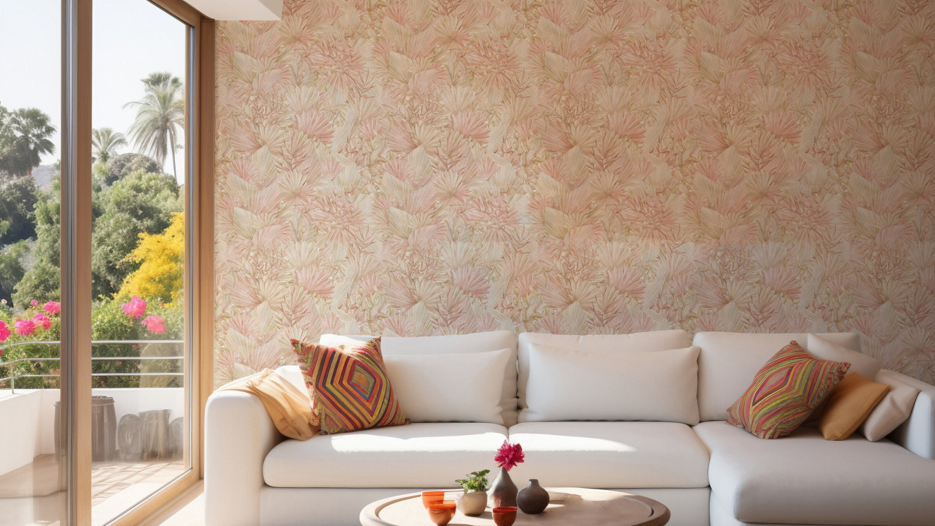 Elegant dry palm leaves wallpaper art