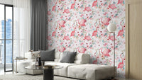 Flamingo-themed wallpaper in pastel pink
