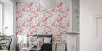 Playful light pink flamingo wall design
