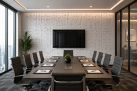 Greyscale binary code mural on a clean pale background in meeting room B395