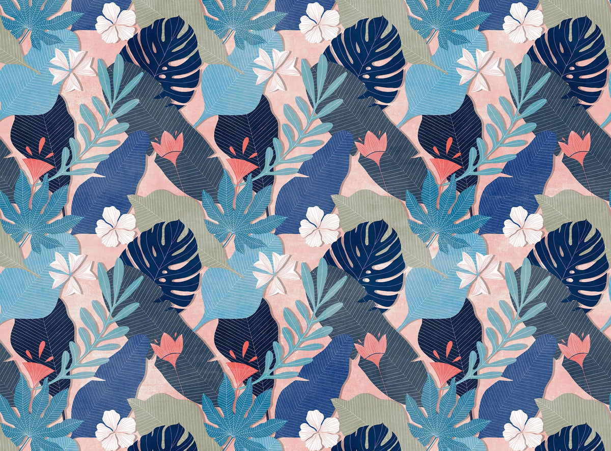 Vibrant Tropical Pattern Wallpaper in your room — zoomed