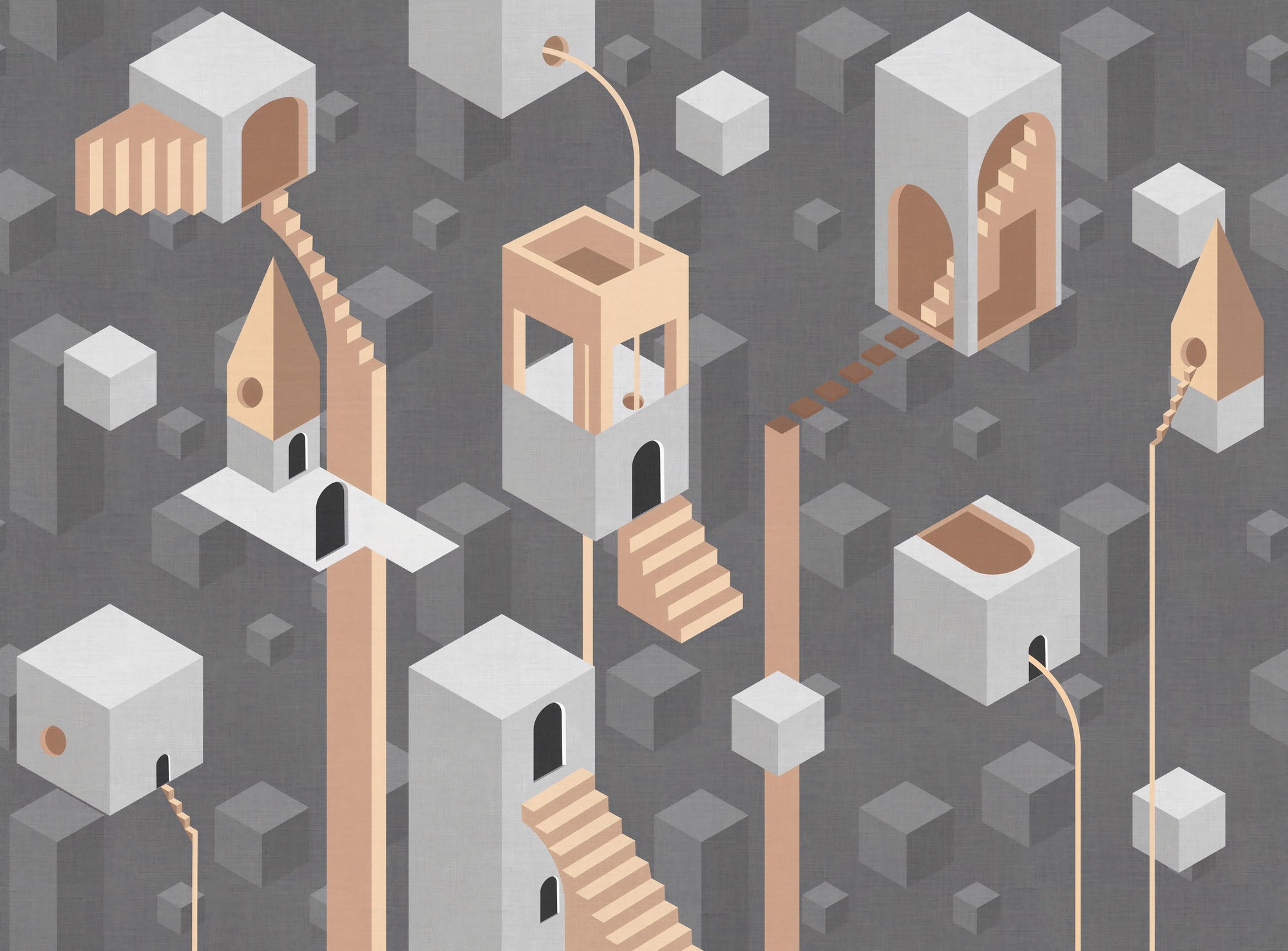 Modern Gray Geometric Architecture Wallpaper