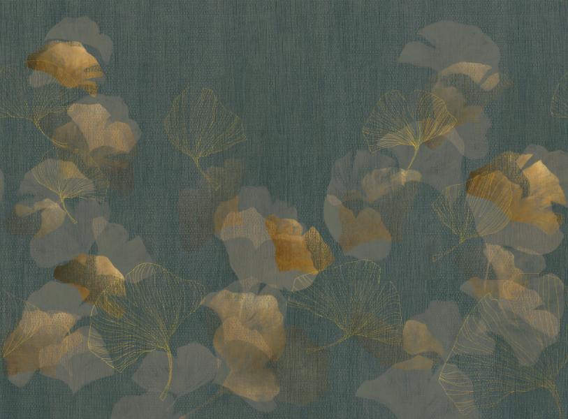 Metallic Ginkgo Botanical Wallpaper in your room — zoomed