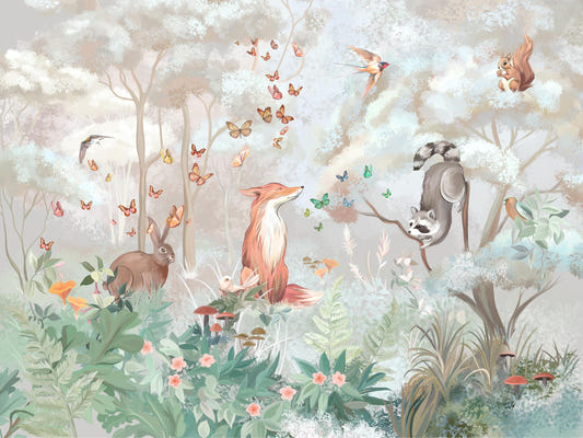 Forest Whimsy Wildlife Wallpaper