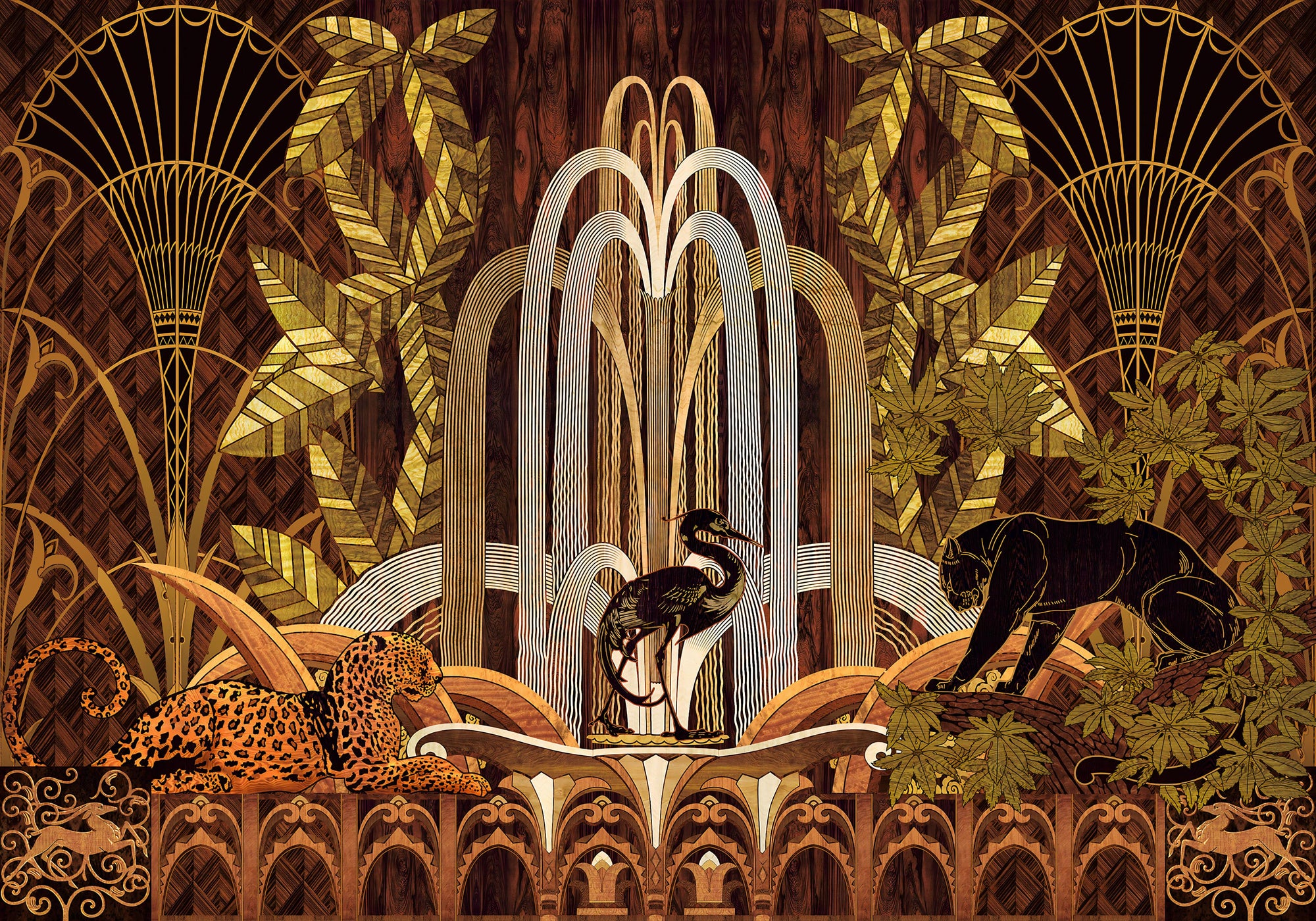 Golden Jungle Art Deco Mural