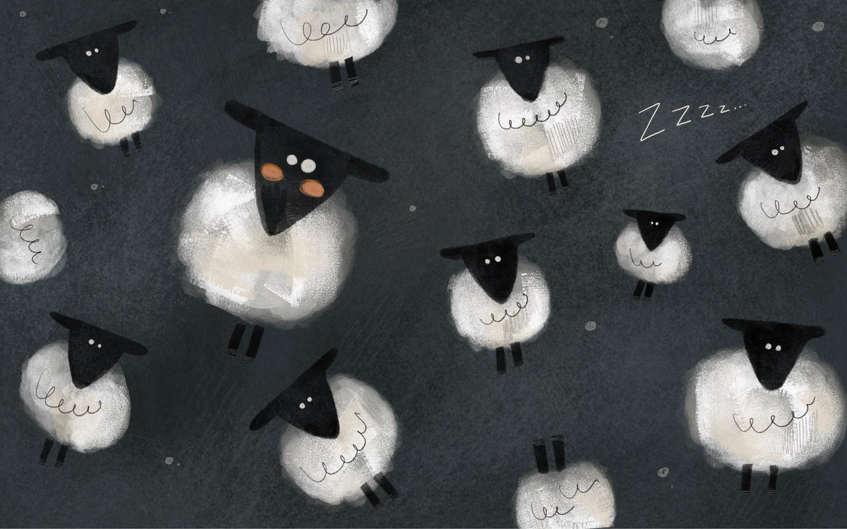Dreamy Nighttime Sheep Wallpaper