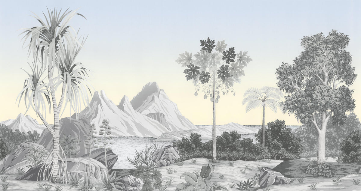 Vintage Botanical Landscape Mural in your room — zoomed