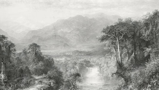 Vintage Mountain Landscape Wallpaper
